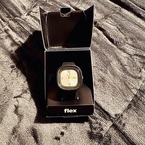 Flex Black Fitness Watch with Gold Dial